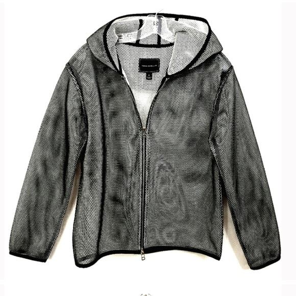 Tonia Debellis silver grey net jacket Designer Longsleeve Mesh Hooded Zip - Picture 14 of 14